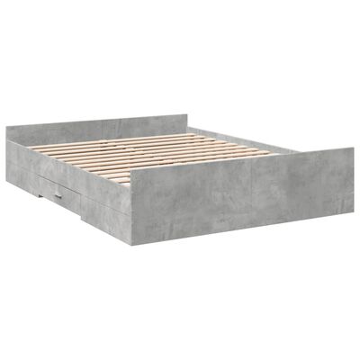vidaXL Cadre de lit à tiroirs gris béton 160x200 cm bois d'ingénierie