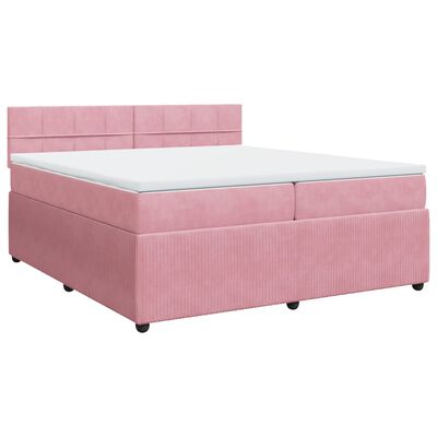 vidaXL Sommier à lattes de lit avec matelas Rose 200x200 cm Velours