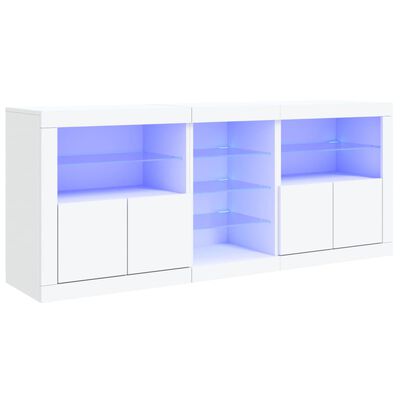 vidaXL Buffet avec lumières LED blanc 162x37x67 cm