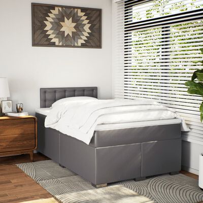 vidaXL Sommier à lattes de lit avec matelas gris 120x190 cm similicuir