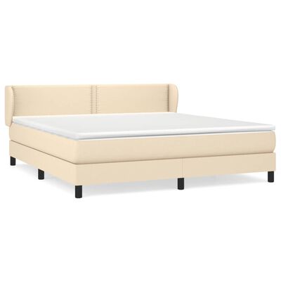 vidaXL Sommier à lattes de lit avec matelas Crème 160x200 cm Tissu