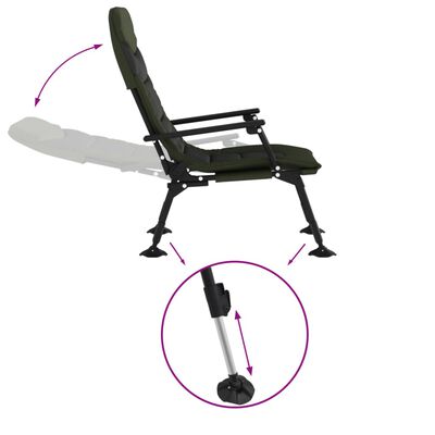 vidaXL Chaise de pêche avec accoudoir pliable vert