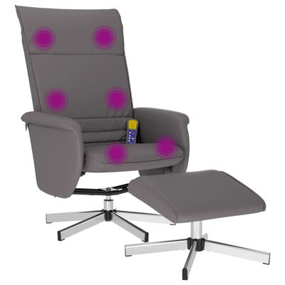 vidaXL Fauteuil inclinable de massage avec repose-pied gris similicuir