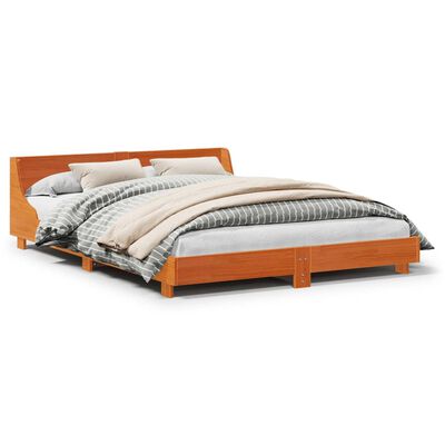 vidaXL Cadre de lit sans matelas cire marron 160x200cm bois pin massif