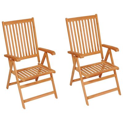 vidaXL Chaises de jardin lot de 2 et coussins à carreaux rouges Teck