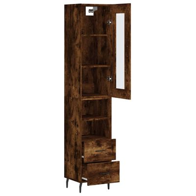 vidaXL Buffet haut Chêne fumé 34,5x34x180 cm Bois d'ingénierie