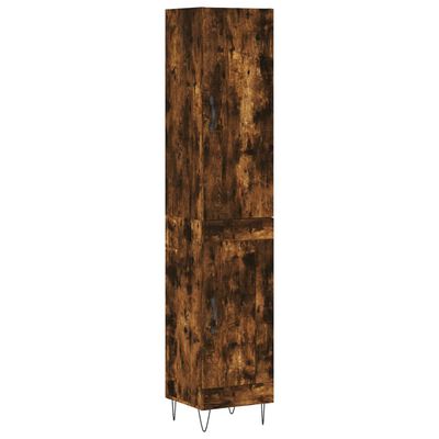 vidaXL Buffet haut Chêne fumé 34,5x34x180 cm Bois d'ingénierie