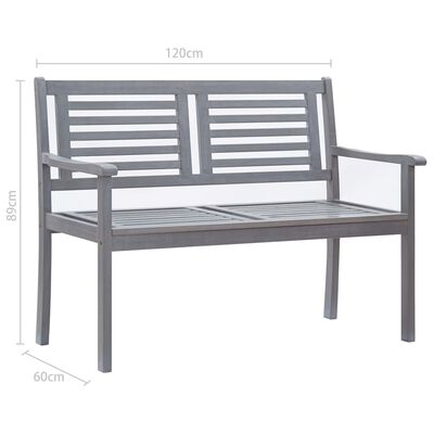 vidaXL Banc de jardin 2 places avec coussin 120 cm Gris Eucalyptus