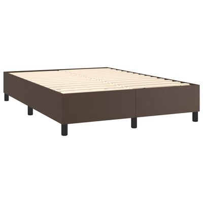 vidaXL Sommier à lattes de lit matelas LED Marron 140x200cm Similicuir