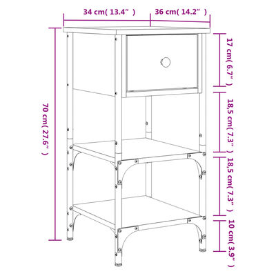 vidaXL Tables de chevet 2 pcs chêne fumé 34x36x70 cm bois d'ingénierie