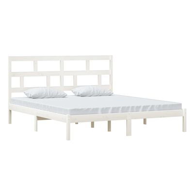 vidaXL Cadre de lit Blanc 180x200 cm Super King Bois massif