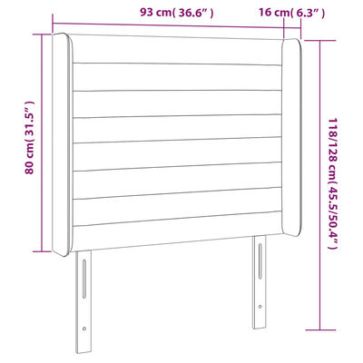 vidaXL Tête de lit à LED Gris clair 93x16x118/128 cm Velours