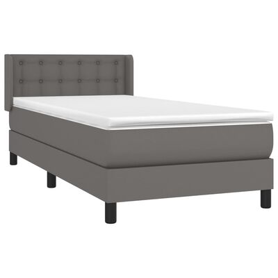 vidaXL Sommier à lattes de lit avec matelas Gris 90x200 cm Similicuir