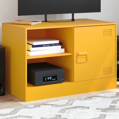 vidaXL Meuble TV jaune moutarde 67x39x44 cm acier