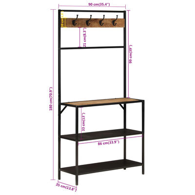 vidaXL Porte-manteau 90x35x180 cm bois de manguier et fer