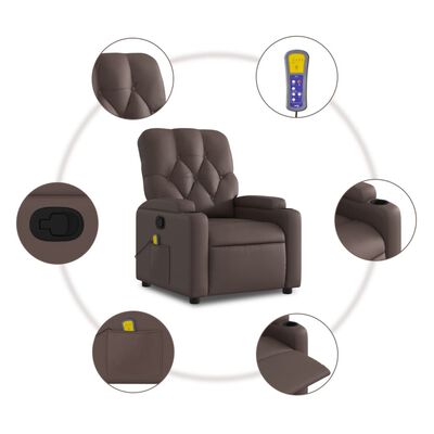 vidaXL Fauteuil de massage inclinable Marron Similicuir