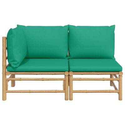 vidaXL Salon de jardin 2 pcs avec coussins vert bambou