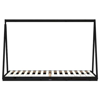 vidaXL Cadre de lit pour enfants noir 90x200 cm bois de pin massif