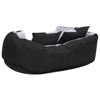 vidaXL Coussin réversible lavable pour chien Gris et noir 65x50x20 cm