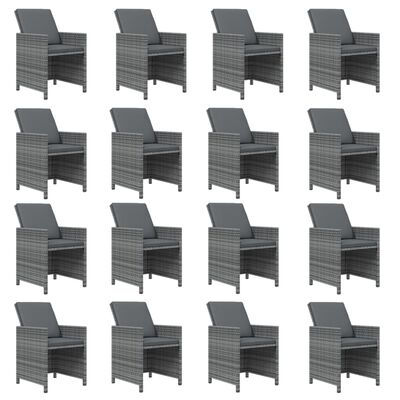 vidaXL Ensemble à dîner de jardin coussins 17 pcs Résine tressée Gris