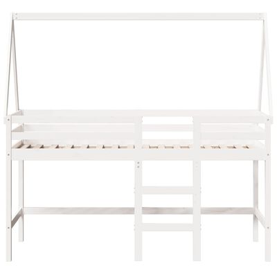 vidaXL Lit superposé et échelle et toit blanc 80x200cm bois pin massif