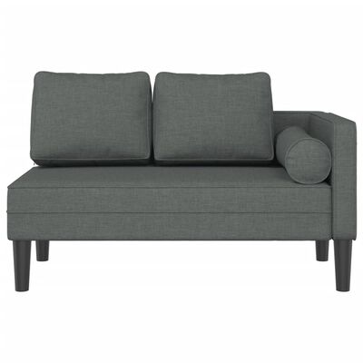 vidaXL Chaise longue avec coussins gris foncé tissu