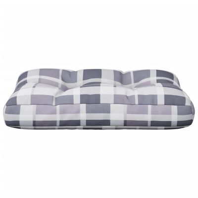 vidaXL Coussin de palette motif à carreaux gris 50x40x12 cm tissu