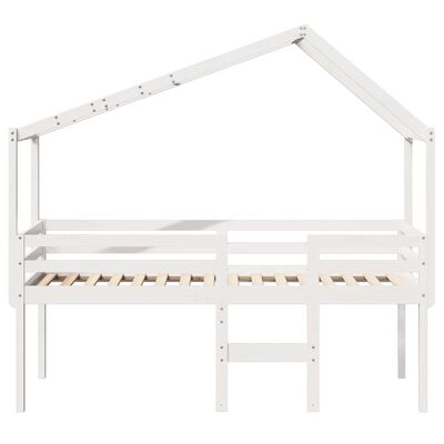 vidaXL Lit haut avec toit blanc 75x190 cm bois de pin massif