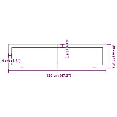 vidaXL Comptoir de salle de bain marron 120x30x(2-4) cm bois traité