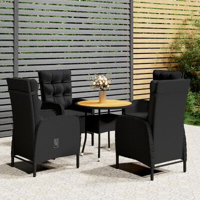 vidaXL Ensemble de bistro de jardin 5 pcs Résine tressée Noir