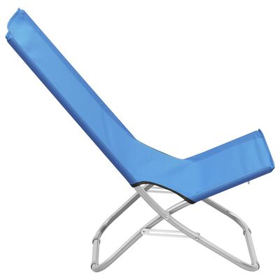 vidaXL Chaises de plage pliables lot de 2 Bleu Tissu