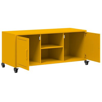 vidaXL Meuble TV jaune moutarde 100,5x39x43,5 cm acier