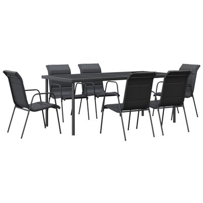 vidaXL Ensemble à manger de jardin 7 pcs noir textilène et acier