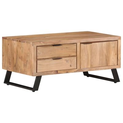 vidaXL Table basse 90x50x40 cm Bois d'acacia solide avec bord naturel