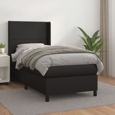 vidaXL Sommier à lattes de lit avec matelas Noir 90x190 cm Similicuir