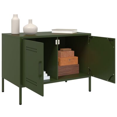 vidaXL Meuble TV vert olive 68x39x50,5 cm acier