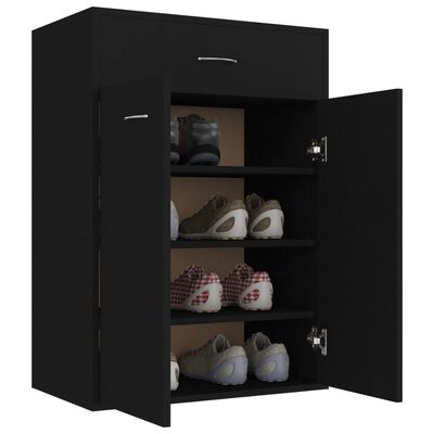 vidaXL Armoire à chaussures Noir 60x35x84 cm Bois d'ingénierie