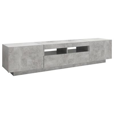 vidaXL Meuble TV avec lumières LED Gris béton 180x35x40 cm