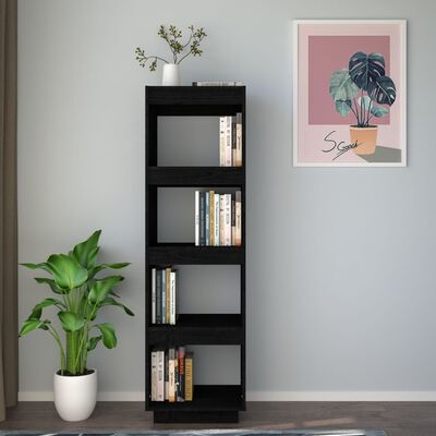 vidaXL Bibliothèque/Séparateur de pièce Noir 40x35x135 cm Pin massif