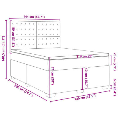 vidaXL Sommier à lattes de lit avec matelas Cappuccino 140x200 cm