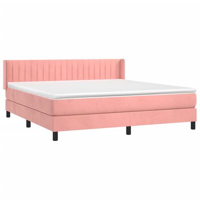 vidaXL Sommier à lattes de lit avec matelas Rose 160x200 cm Velours