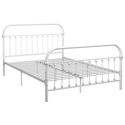 vidaXL Cadre de lit sans matelas et tête de lit blanc métal 160x200 cm