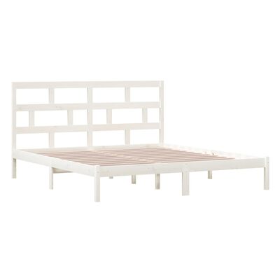 vidaXL Cadre de lit Blanc 180x200 cm Super King Bois massif