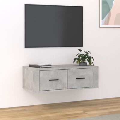 vidaXL Meuble TV suspendu Gris béton 80x36x25 cm Bois d'ingénierie