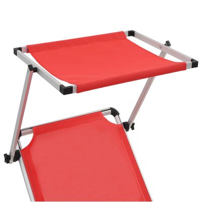 vidaXL Chaises longues pliables et toit 2pcs Aluminium textilène Rouge