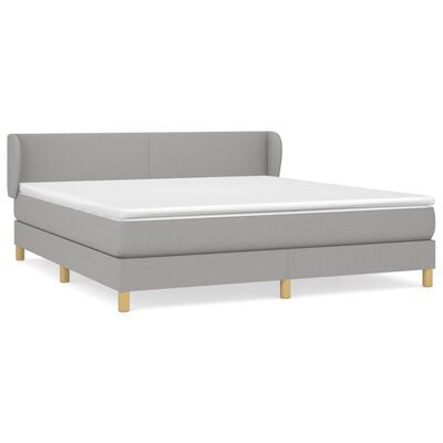 vidaXL Sommier à lattes de lit avec matelas Gris clair 180x200cm Tissu