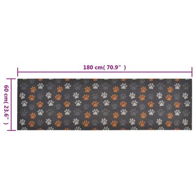 vidaXL Tapis de cuisine lavable impression de pattes 60x180 cm velours