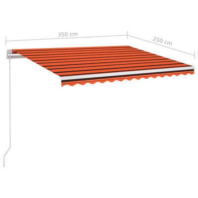 vidaXL Auvent manuel rétractable avec LED 350x250 cm Orange et marron