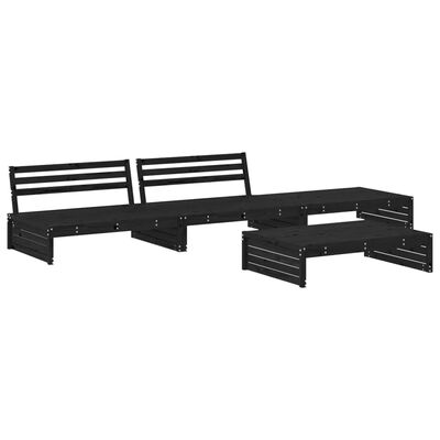 vidaXL Salon de jardin 4 pcs avec coussins noir bois massif