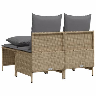 vidaXL Salon de jardin avec coussins 4 pcs beige résine tressée